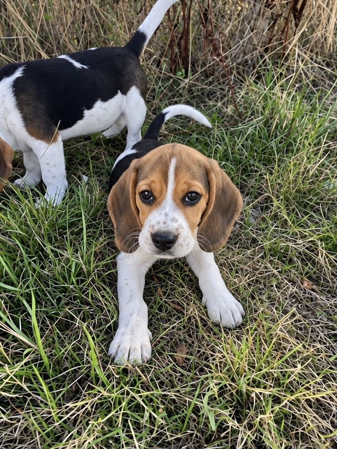 Chiot beagle de l'élevage.
