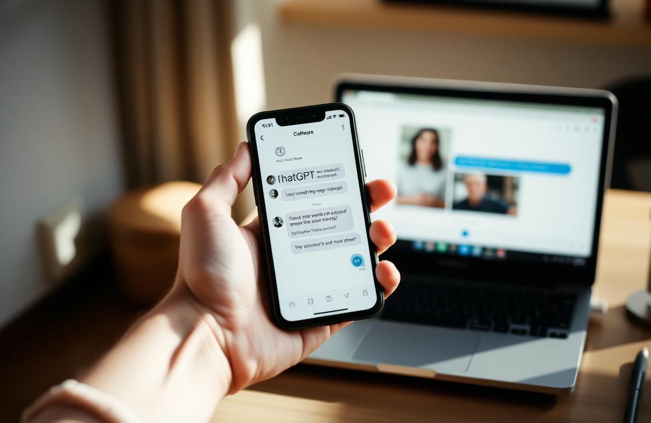 Utilisateur consultant une réponse de ChatGPT sur son smartphone